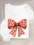 Valentine's Day Heart Coquette Bow Casual Long Sleeve Shirt