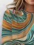 Geometric Print Long Sleeve Crew Neck T-shirt
