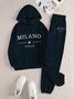 Italian Theme Women's Casual Sweatshirt and Pants Set
