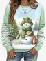 Christmas Snowman Print Long-Sleeved Sweatshirt