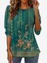 Women's Spring/Summer Floral Loose Print Basic T-Shirt