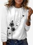 Dandelion Print Long Sleeve Crew Neck T-shirt