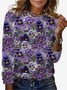Floral Print Long Sleeve Crew Neck T-shirt