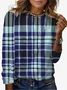 Plaid Print Long Sleeve Crew Neck T-shirt