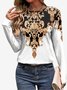 Ethnic Casual Round Neck T-Shirt