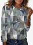 Geometric Print Long Sleeve Crew Neck T-shirt