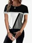 Color Block Print Crew Neck T-Shirt