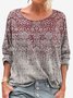 Plaid Print Long Sleeve Crew Neck T-shirt