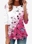 Casual T-Shirt With Contrasting Floral Design