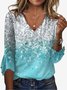 Gradient Design Ruffle Sleeve T-Shirt