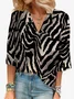 Zebra Print V-neck Blouse