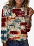 Geometric Print Long Sleeve Crew Neck T-shirt