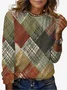 Geometric Print Long Sleeve Crew Neck T-shirt