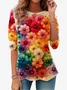 Floral Print Long Sleeve Crew Neck T-shirt
