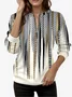 Abstract Printed Casual Long-Sleeved Half-Open Collar Sweatshirt
