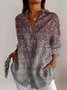 Retro gradient floral long sleeved shirt