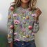 Plant flower printed casual long sleeved T-shirt
