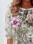 Floral Print Long Sleeve Crew Neck T-shirt
