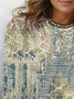 Ethnic Print Long Sleeve Crew Neck T-shirt