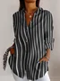 Curved printed casual long sleeved shirt
