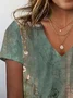 Floral Print Short Sleeve V-neck T-Shirt