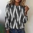 Geometric line color blocked long sleeved T-shirt
