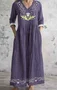 Retro style floral V-neck long sleeved dress