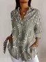 Embroidered plant flower long sleeved shirt