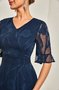 Women's Short Sleeve Summer Floral Dress V Neck Bell Sleeve  Elegant Wedding Guest Blue Flowy Maxi Dress