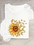 Sunflower Butterfly Casual Long Sleeve Shirt