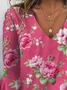 Women's Floral Casual Print V-Neck T-Shirt