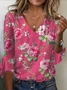 Women's Floral Casual Print V-Neck T-Shirt