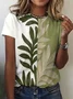 Retro style color blocked casual short sleeved T-shirt