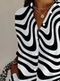 Women's Long Sleeve Shirt Spring/Fall As Picture Striped Buckle Shirt Collar Daily Going Out Casual Top