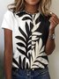 Retro style color blocked casual short sleeved T-shirt
