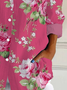 Women's Long Sleeve Shirt Spring/Fall Pink Floral Buckle Shirt Collar Daily Going Out Casual Top