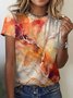 Abstract Print Short Sleeve Crew Neck T-Shirts
