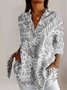 Retro dark floral print long sleeved shirt