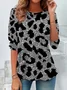 Women's Leopard Print Casual Round Neck Tunic T-Shirt