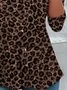 Women's Leopard Print Casual Round Neck Tunic T-Shirt