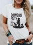 Western Style Round Neck Colored Cotton Short Sleeve T-Shirt