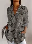 Retro style geometric line long sleeved shirt