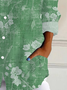 Women's Long Sleeve Shirt Spring/Fall Green Floral Buckle Shirt Collar Daily Going Out Casual Top