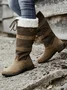 Leather Contrast Stitching Winter Cotton-Padded Boots
