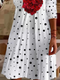 Women's Long-Sleeved Spring Floral Love Valentine's Day Polka Dot Print V-neck Casual Dress