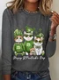Happy St Pawtrick's Day Funny Cat Casual Long Sleeve Shirt