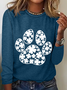 Paw Print Patricks Day Casual Long Sleeve Shirt