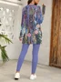 Women's Printing Floral Daily Going Out Two-Piece Set Purple Casual Spring/Fall Top With Pants Matching Set