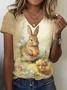 Regular Fit V Neck Animal Casual T-Shirt