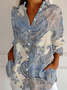 Street Paisley Shawl Collar Linen Blend Shirt